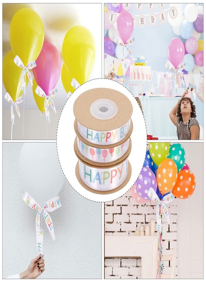 Amosfun Birthday Ribbons 3 Rolls 30 Yards Each Wired Satin Ribbon for Wrapping Curling and Party Decorations DIY Bow Knots Hair Bands - Image 5